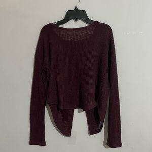 Burgundy open back knit sweater